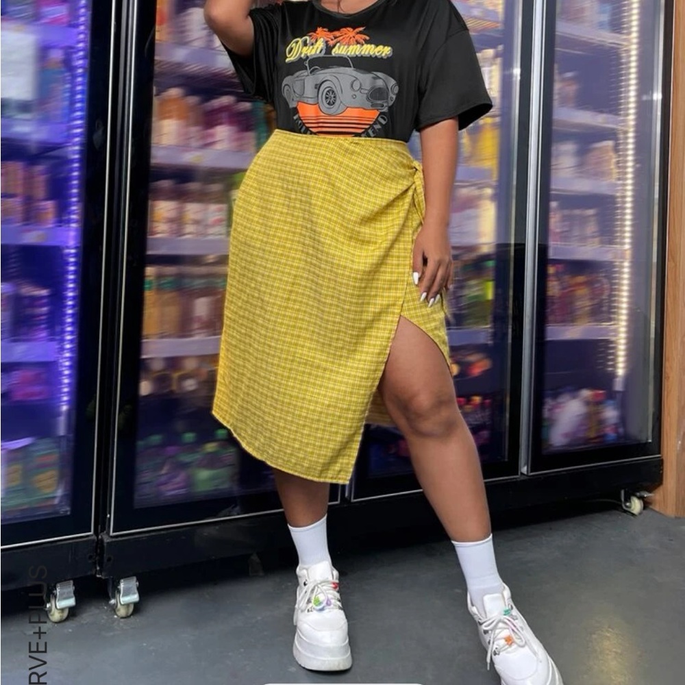 Shien plaid tie skirt
